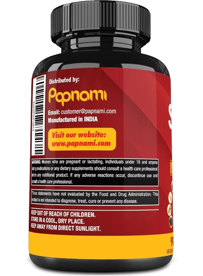 Papnami Shilajit Extract Capsules equivalent to 6550mg And Ashwagandha, Ginseng, Saw Palmetto, Maca, Tribulus, Chaga, Pepper, Trace Minerals Fulvic Acid, Immune Support, Brain Boost Supplement, 90 Capsules - Image 3